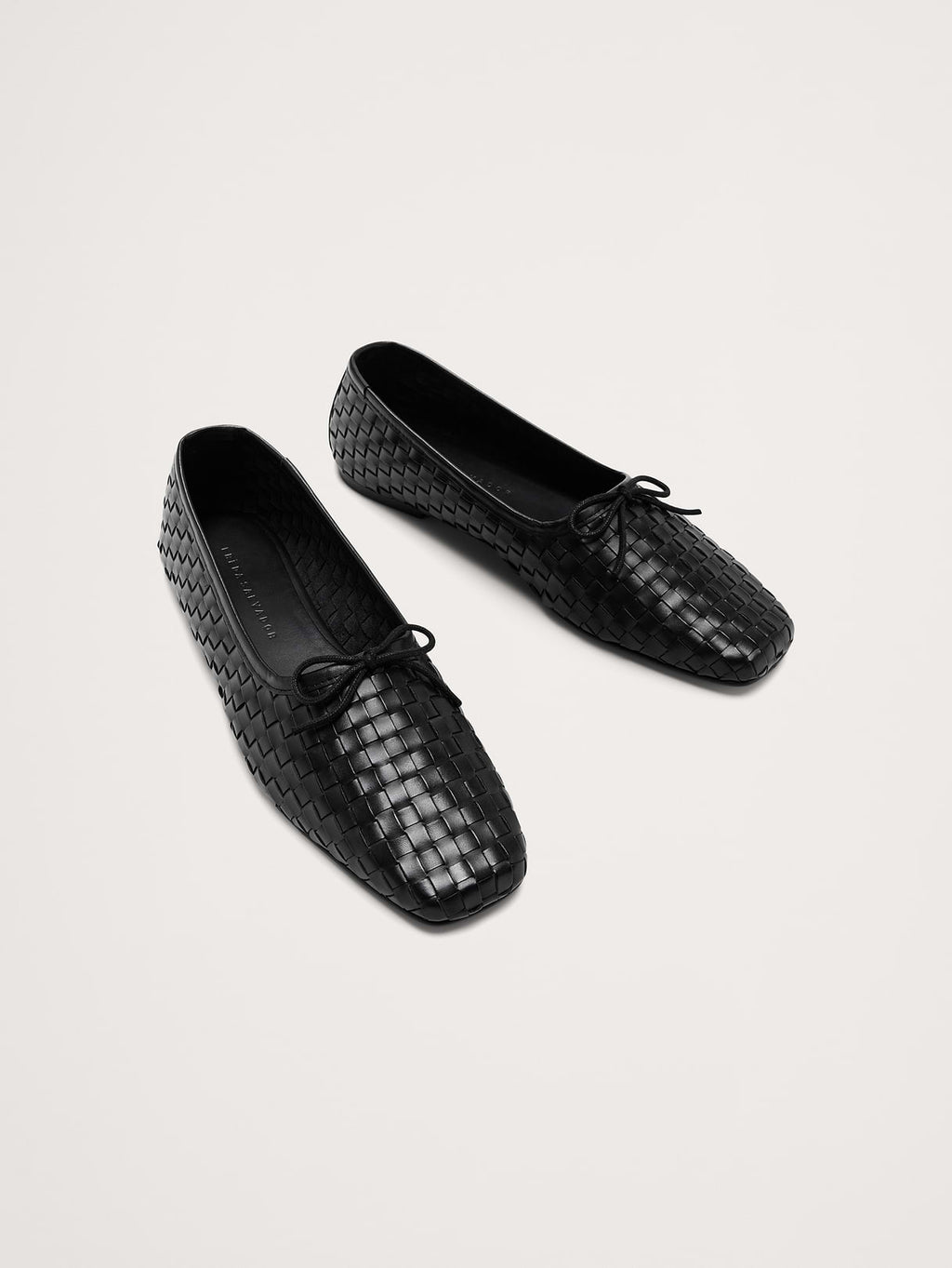 Jada Square-Toe Flat by Freda Salvador - Black Woven Leather