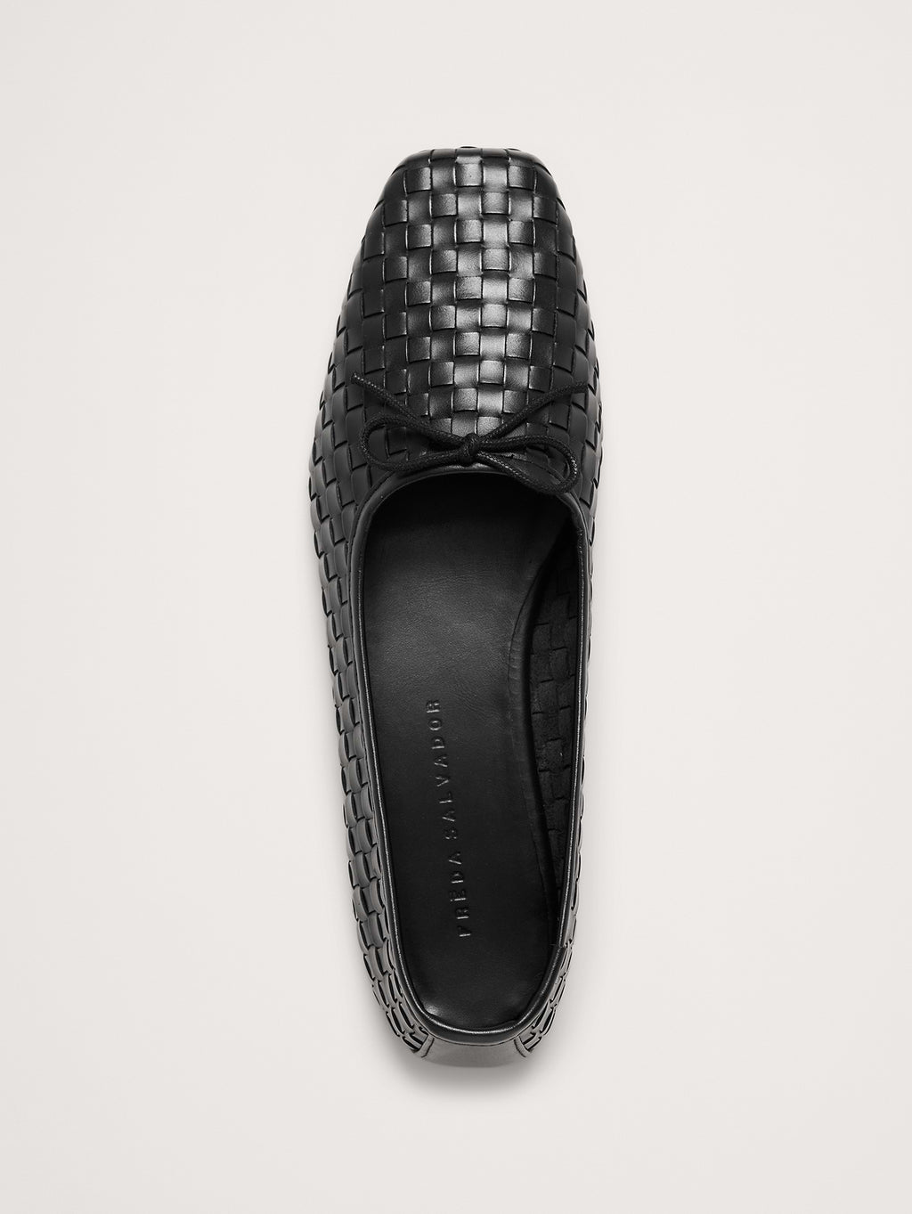 Jada Square-Toe Flat by Freda Salvador - Black Woven Leather