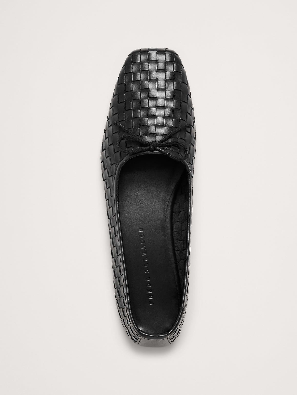 Jada Square-Toe Flat by Freda Salvador - Black Woven Leather