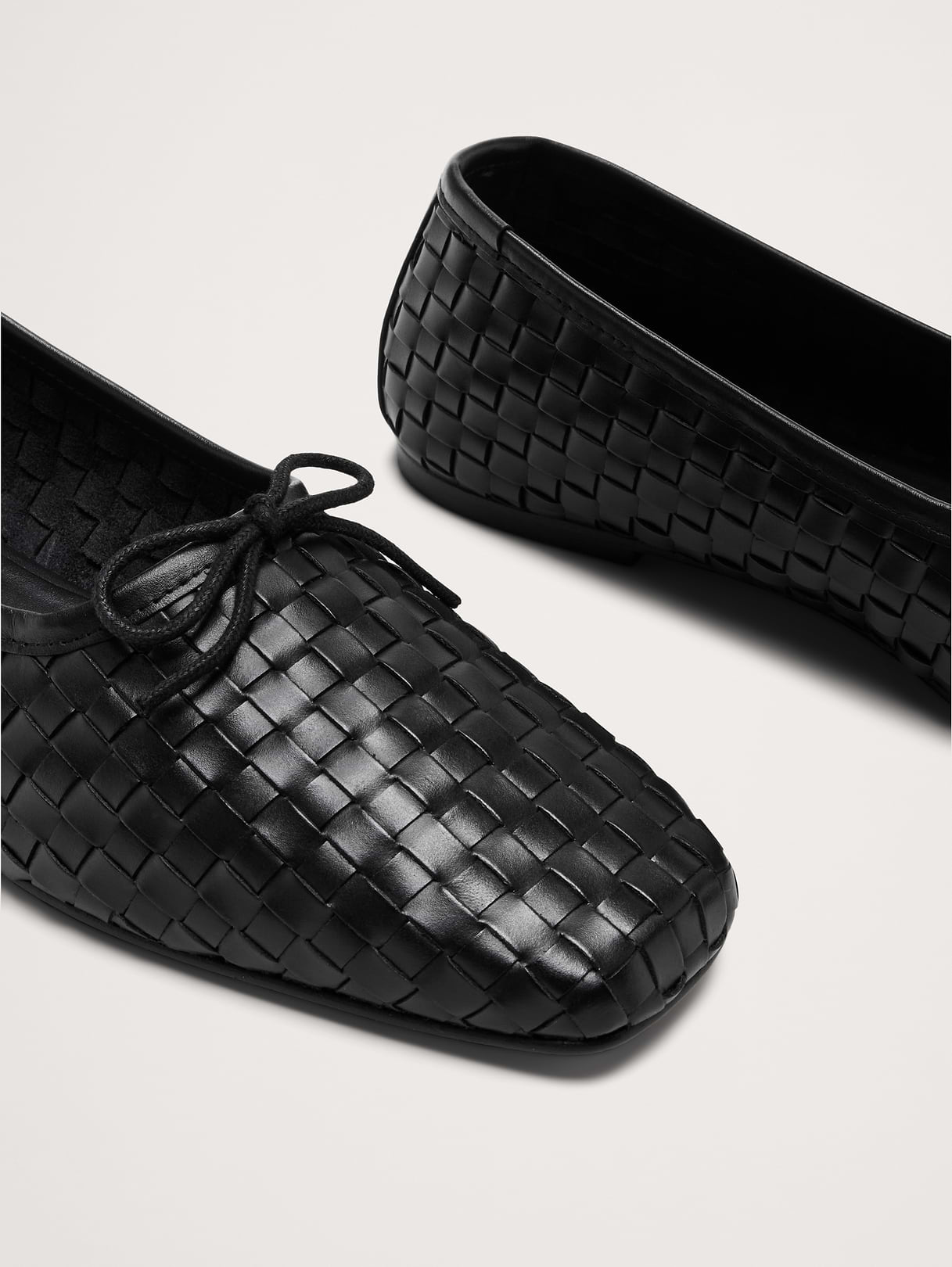 Jada Square-Toe Flat by Freda Salvador - Black Woven Leather