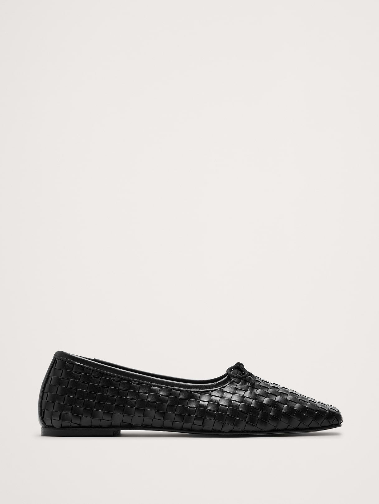 Jada Square-Toe Flat by Freda Salvador - Black Woven Leather