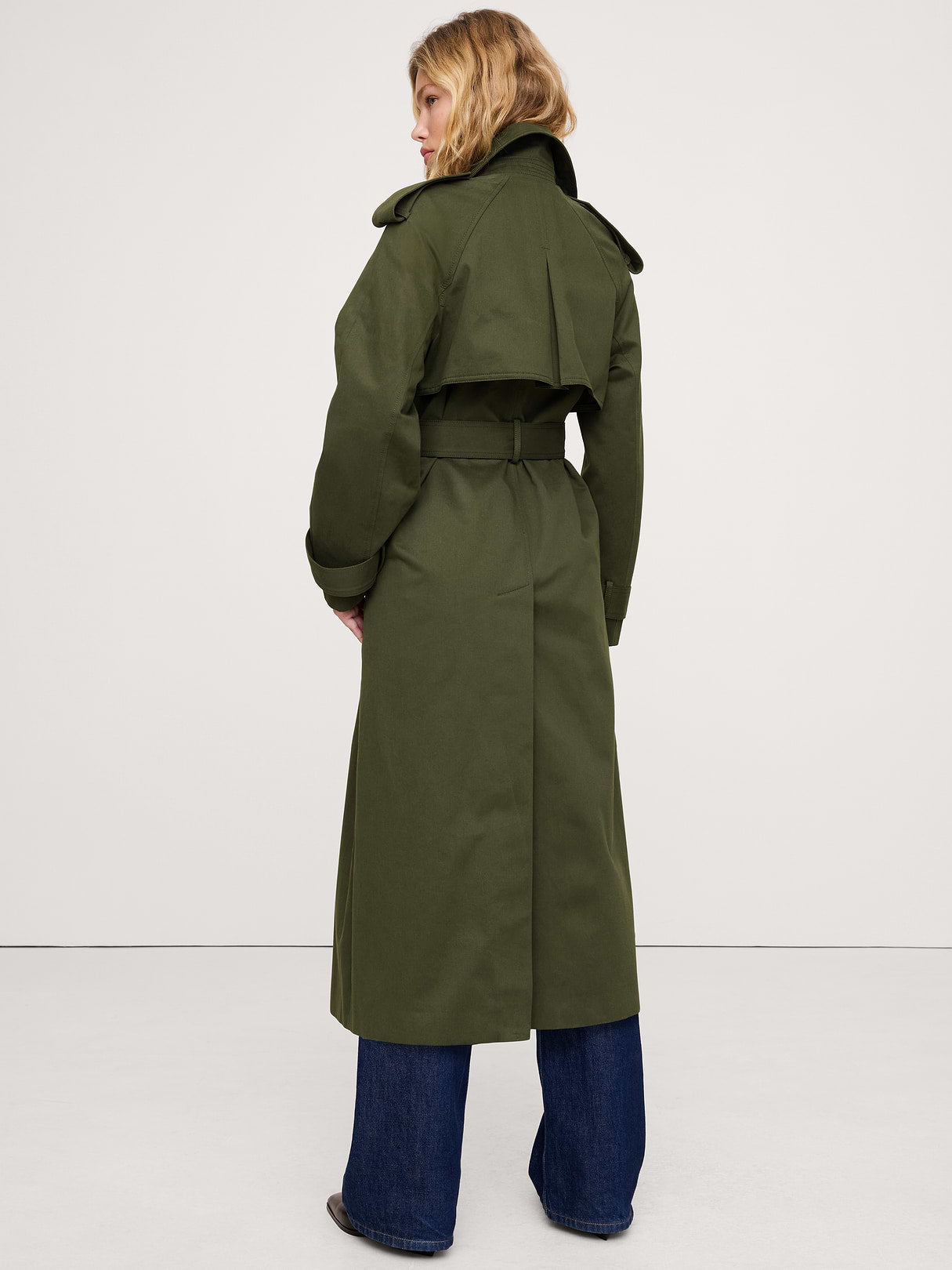Classic Cotton Trench Coat - Dark Trees Green