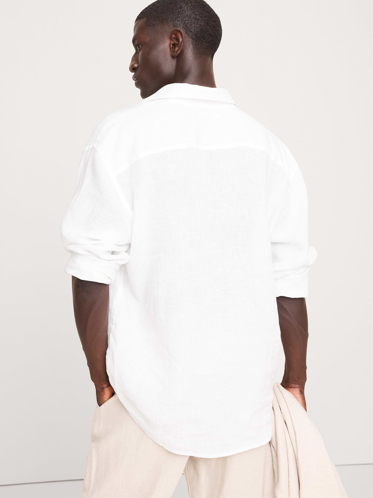 Relaxed-Fit Linen Popover Shirt - White