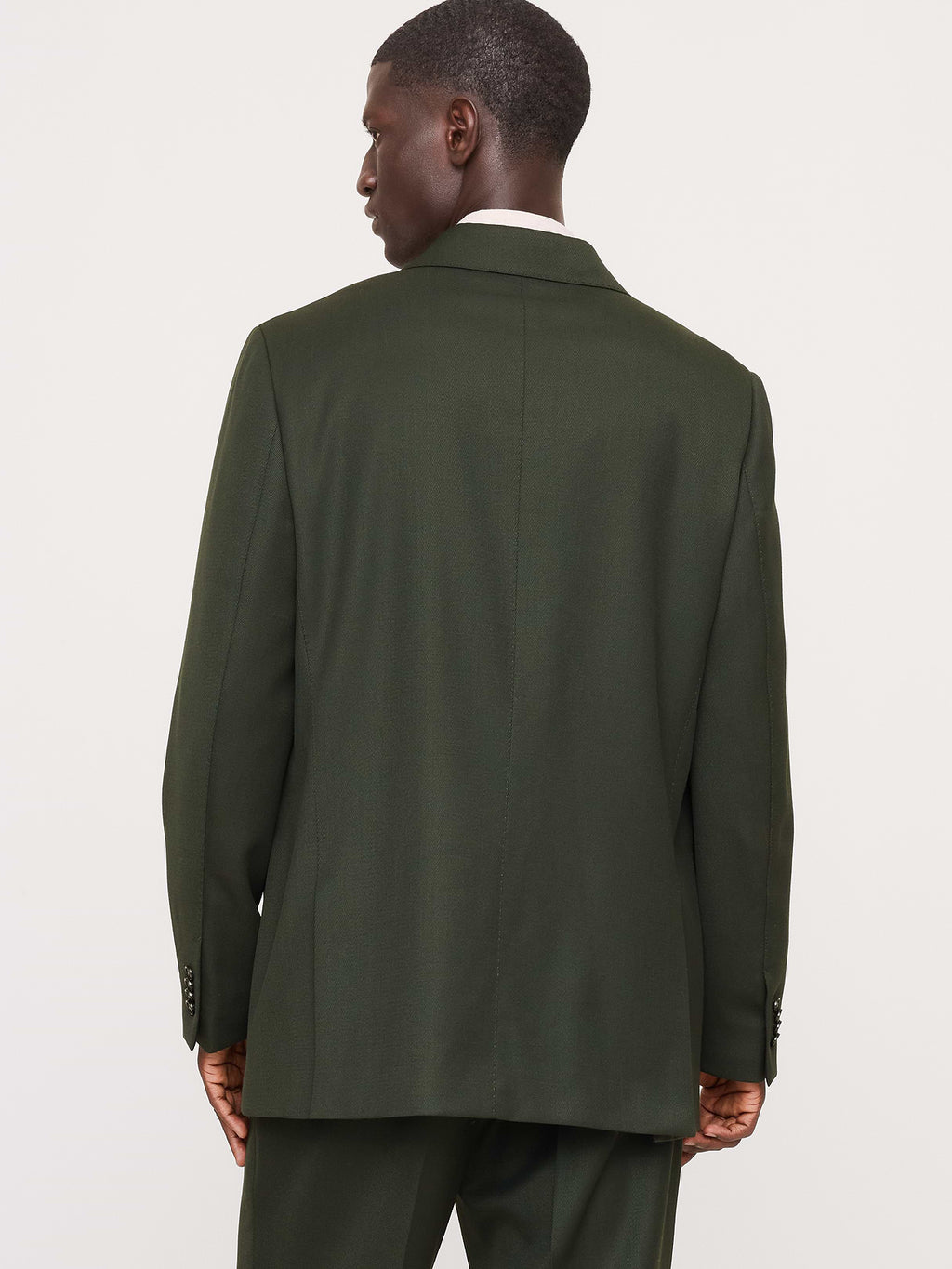 Relaxed Green Twill Suit Jacket - Dark Green