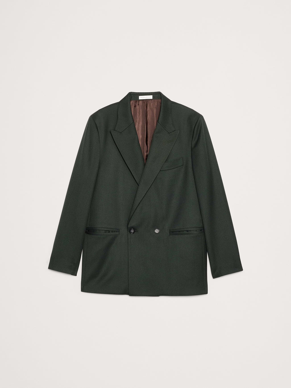 Relaxed Green Twill Suit Jacket - Dark Green
