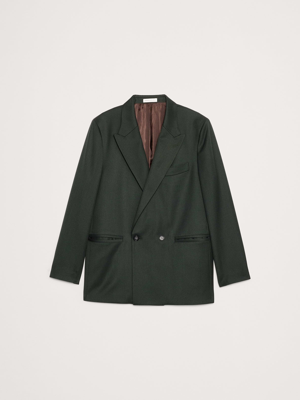 Relaxed Green Twill Suit Jacket - Dark Green