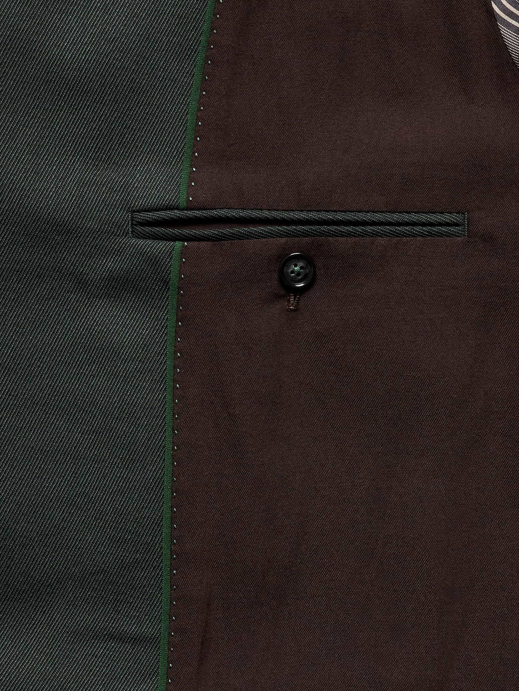 Relaxed Green Twill Suit Jacket - Dark Green