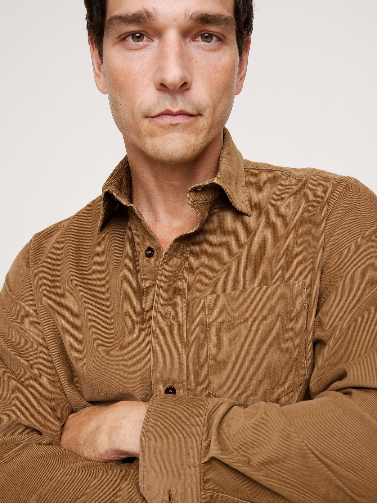 Standard-Fit Lightweight Corduroy Shirt - Khaki Beige