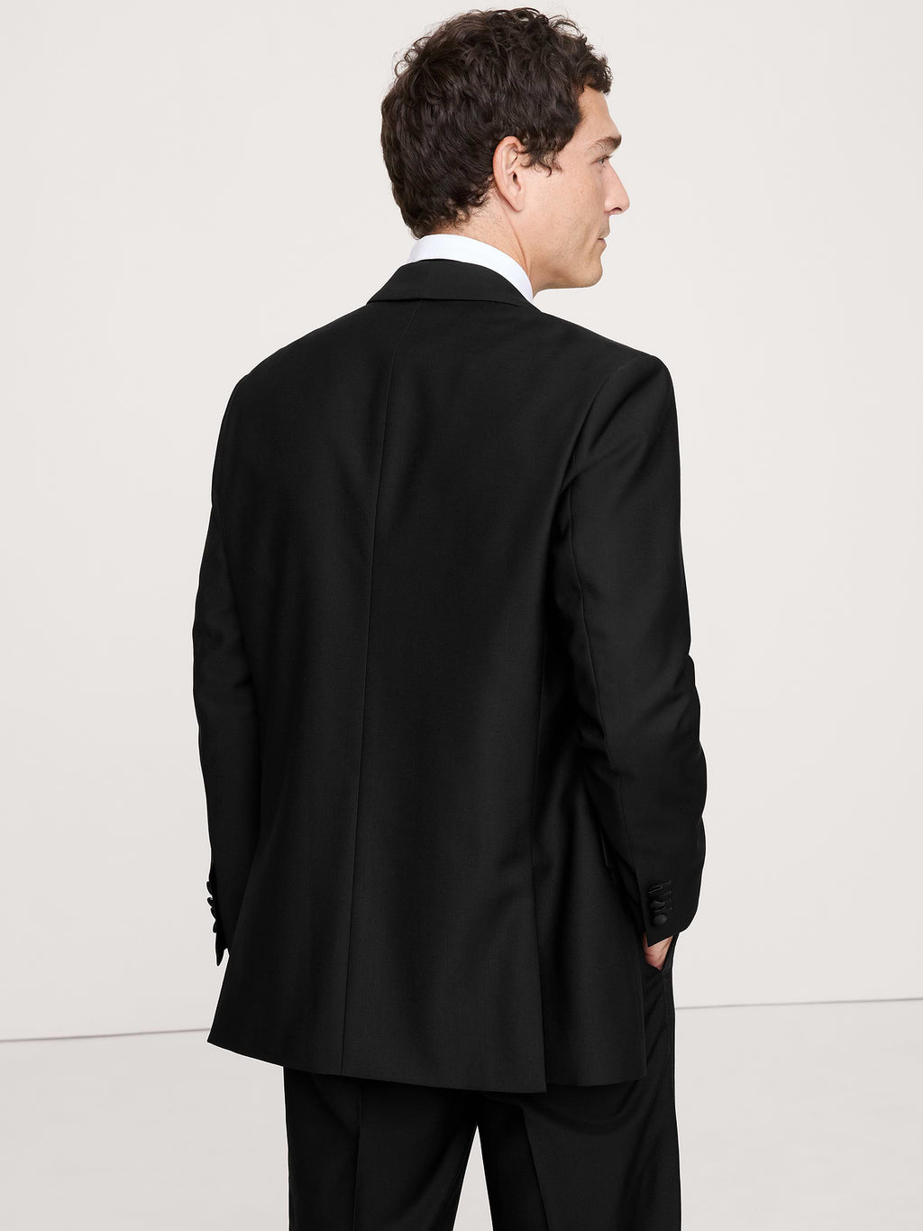 Relaxed Italian Barathea Tuxedo Jacket - Black
