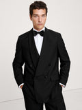 Relaxed Italian Barathea Tuxedo Jacket - Black