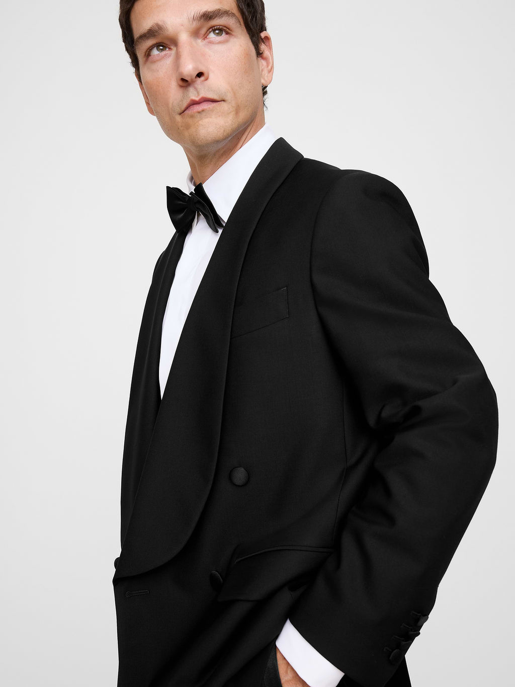 Relaxed Italian Barathea Tuxedo Jacket - Black