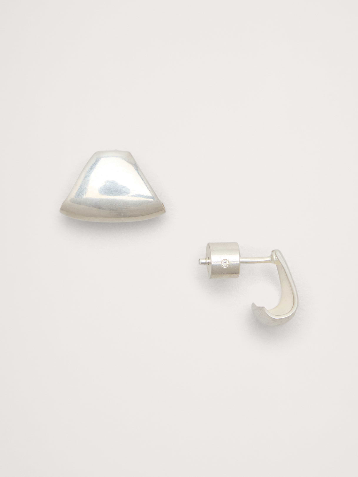 Triangular Half-Hoop Earrings - Silver