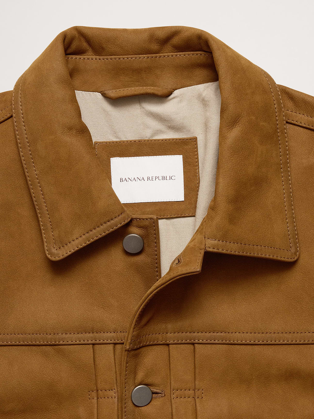 Nubuck Leather Trucker Jacket - Hazelnut Brown