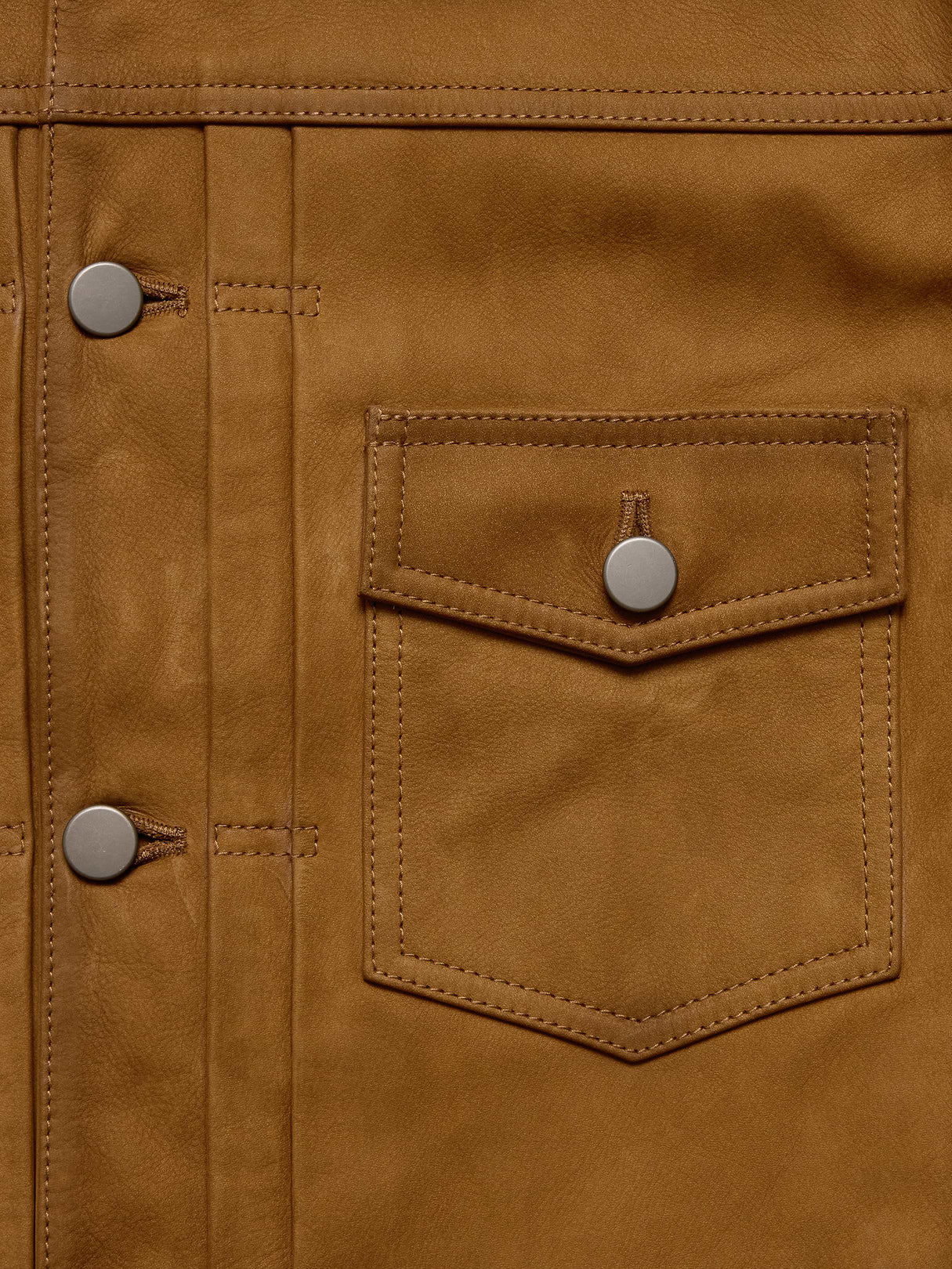 Nubuck Leather Trucker Jacket - Hazelnut Brown