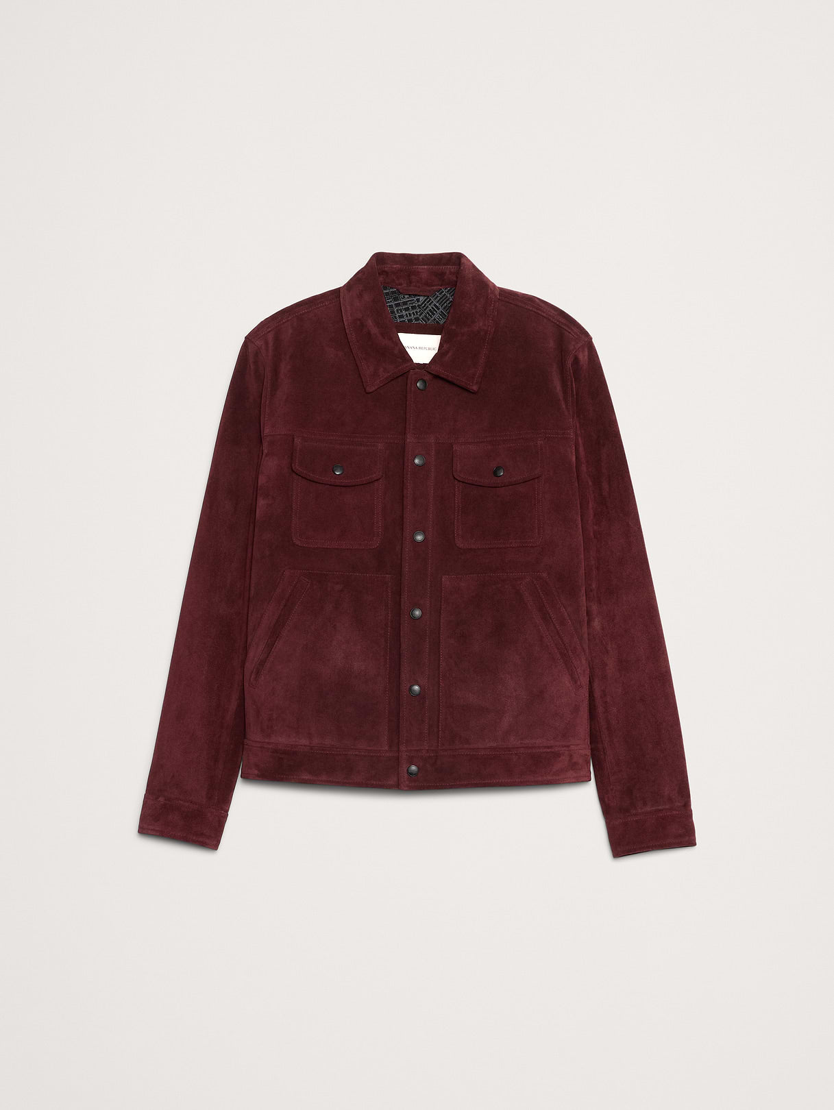 Oiled Suede Trucker Jacket - Classic Burgundy Red