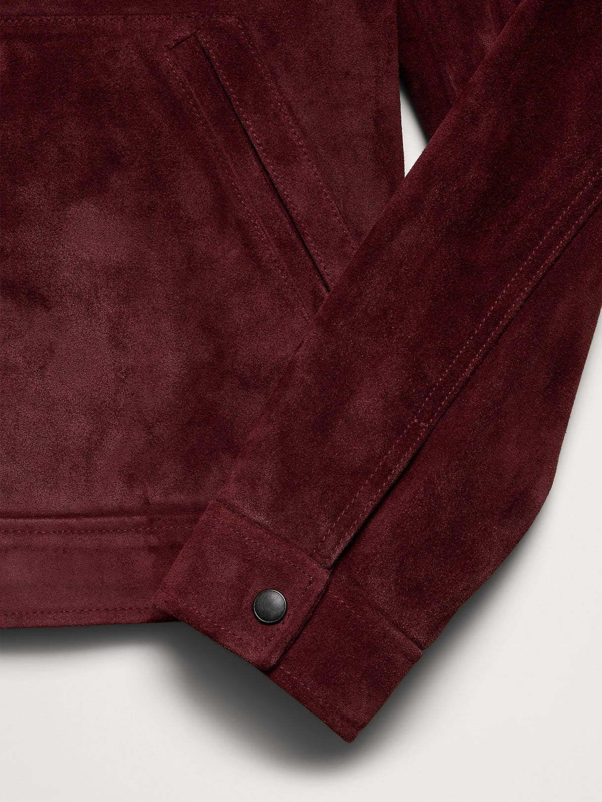 Oiled Suede Trucker Jacket - Classic Burgundy Red