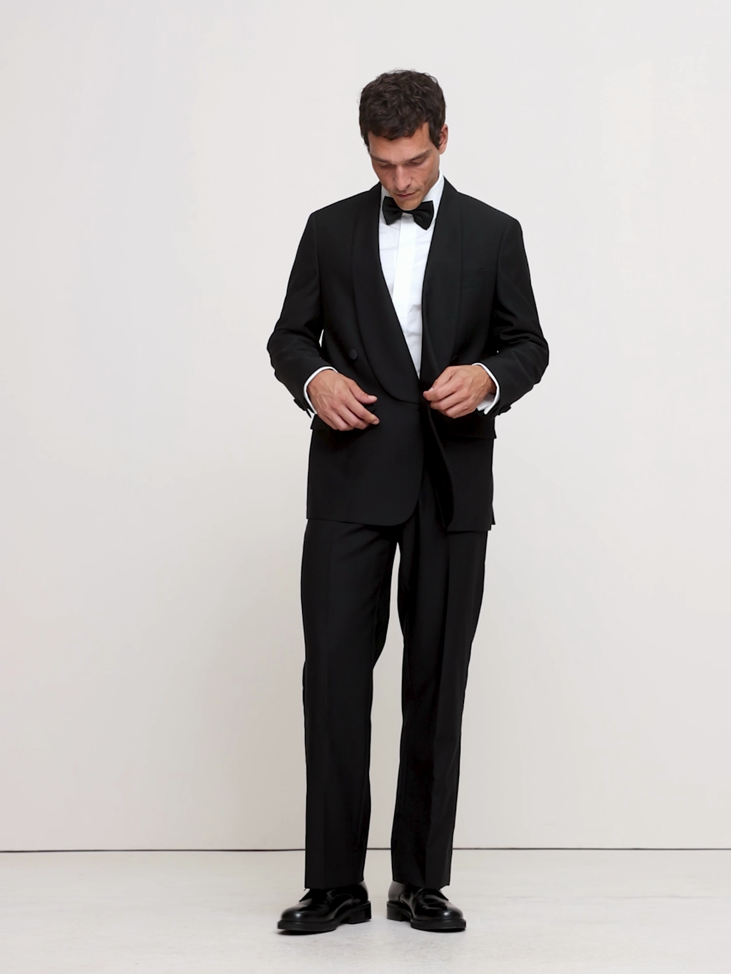 Relaxed Italian Barathea Tuxedo Jacket - Black