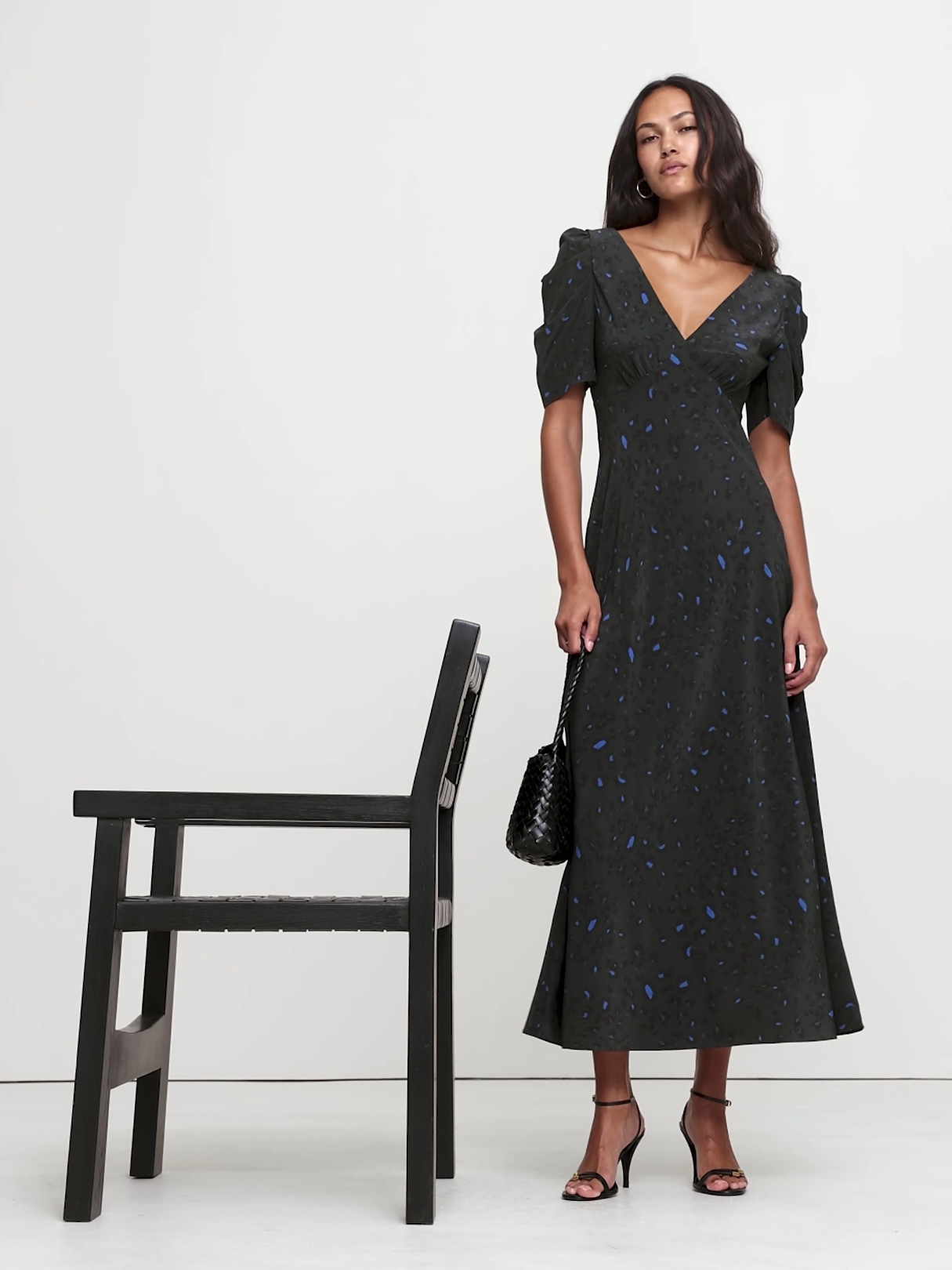 Matte Silk Maxi Dress - Forest Green Leopard