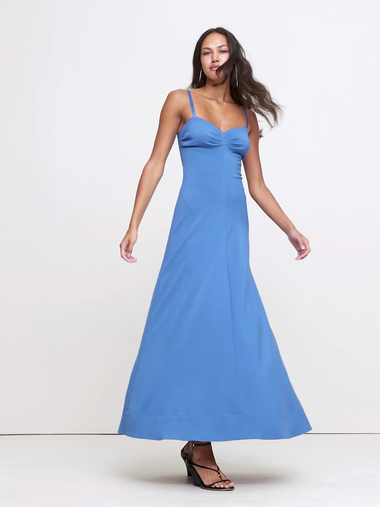 Stretch-Sateen Sweetheart Maxi Dress - Blue Catamaran