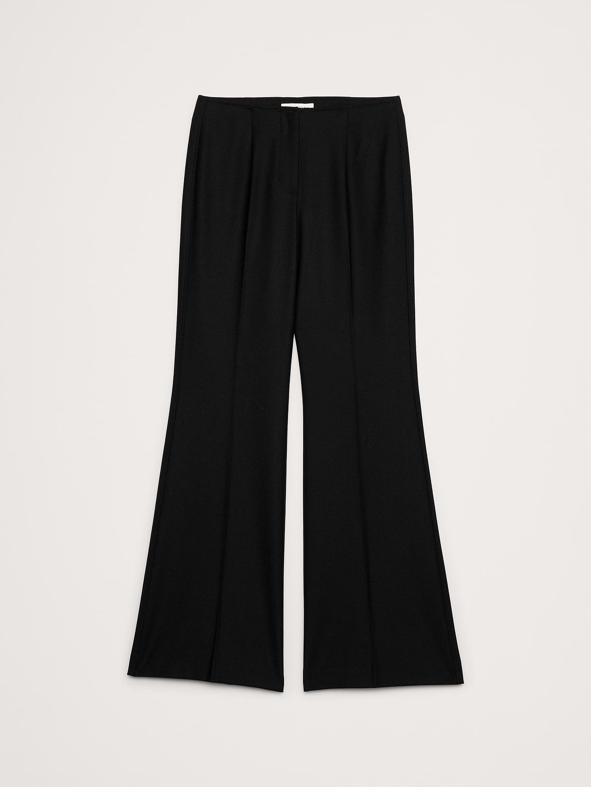 Mid-Rise Flare Stretch Wool-Blend Pant - Black
