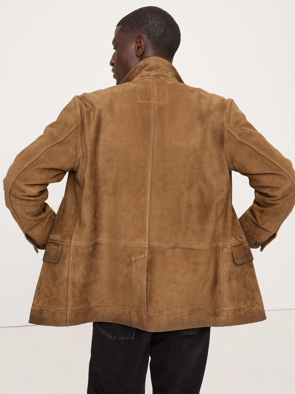 Relaxed Nubuck Leather Blazer - Hazelnut Brown