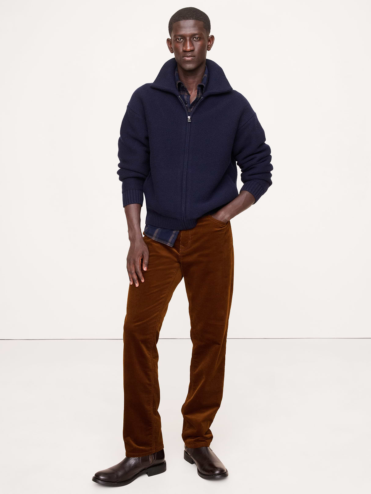 Straight Stretch-Corduroy Traveler Pant - Rust Brown