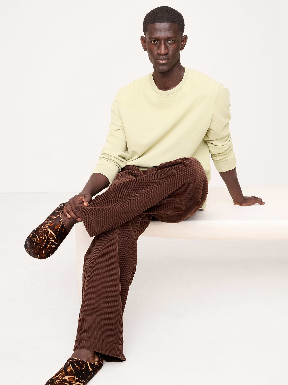 Sueded Cotton Long-Sleeve T-Shirt - Pale Yellow
