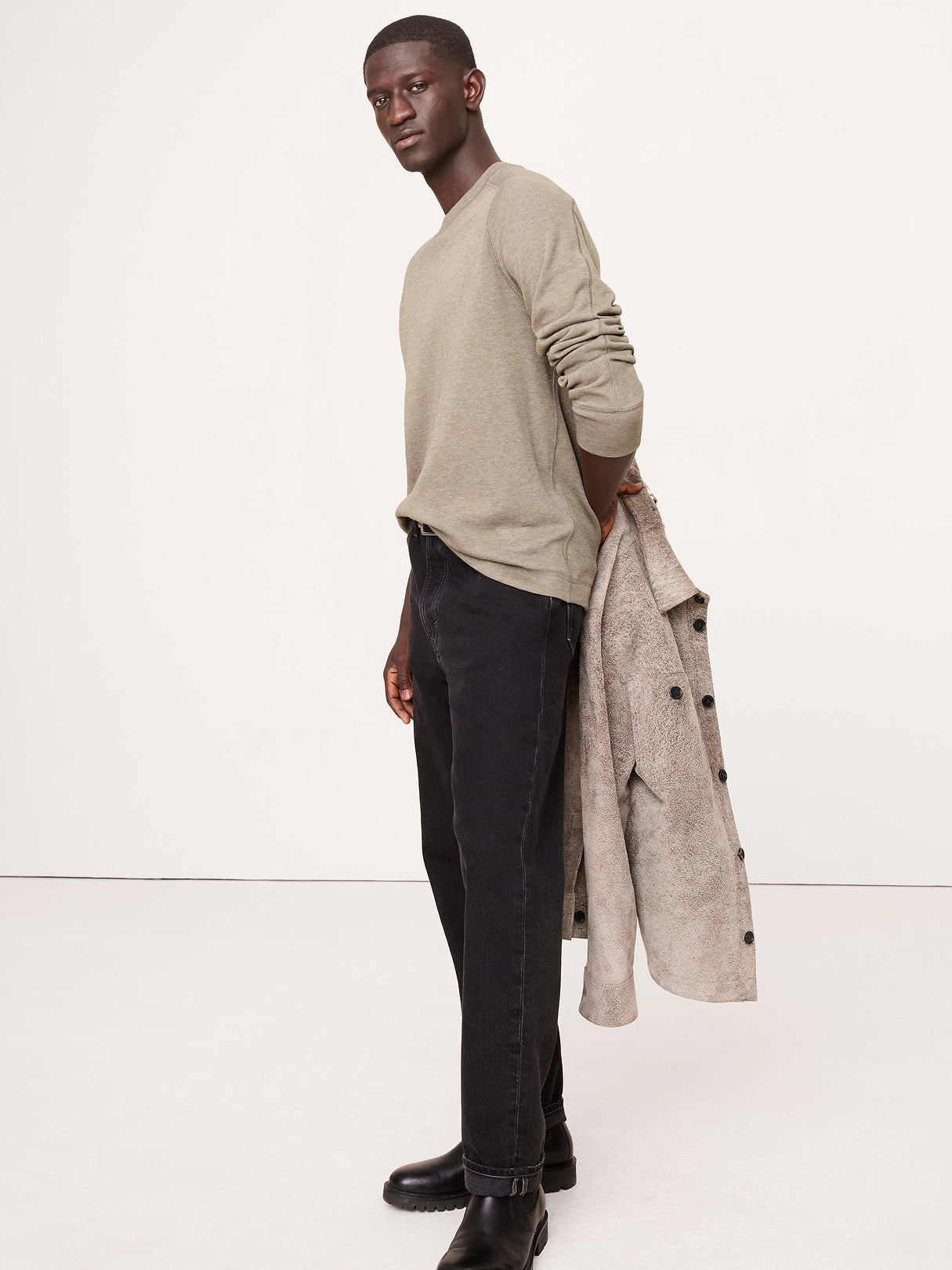 Slub Double-Knit Crew-Neck T-Shirt - Heather Oatmeal