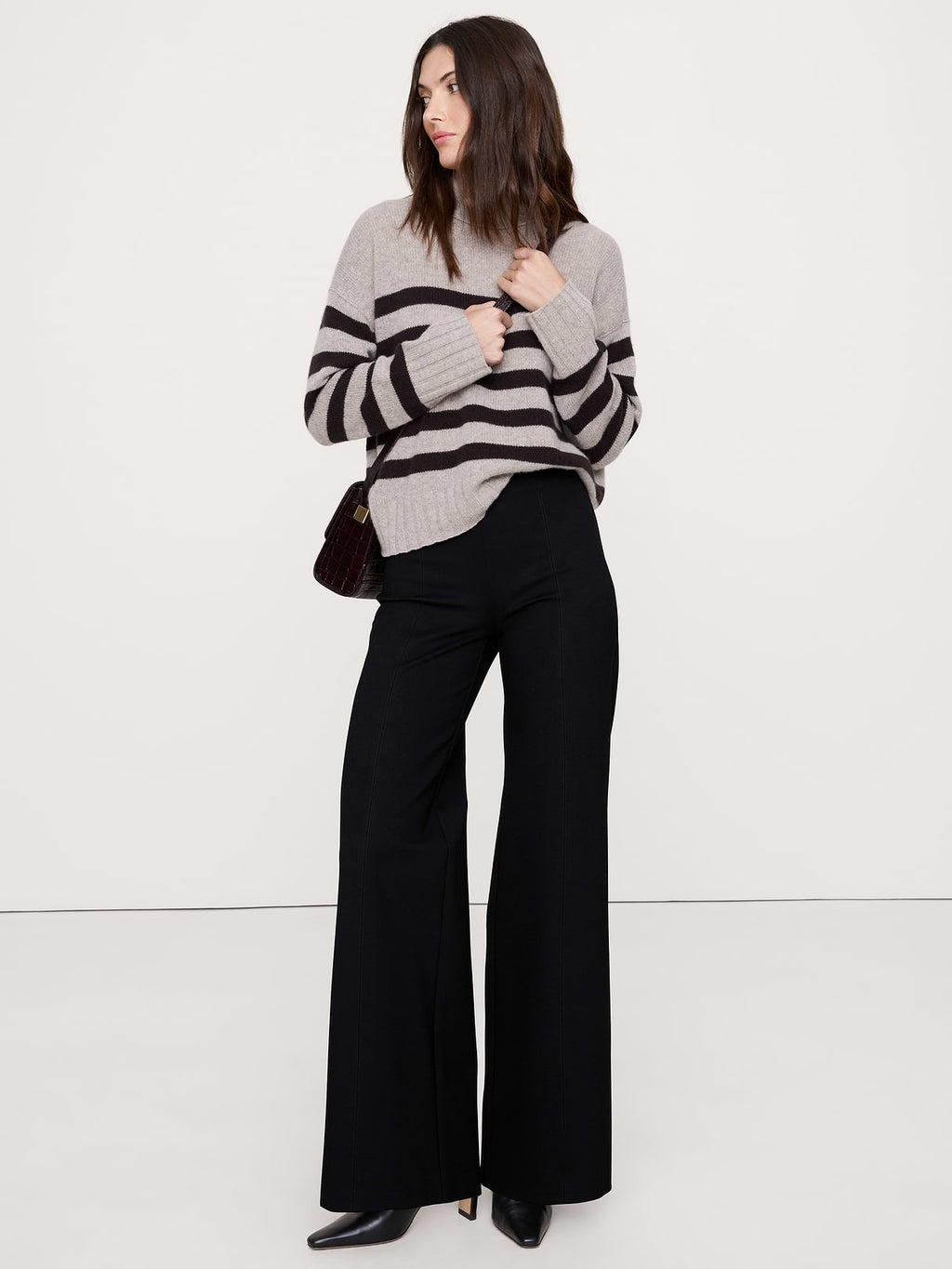 High-Rise Wide-Leg Everywhere Ponte Pull-On Pant - Black