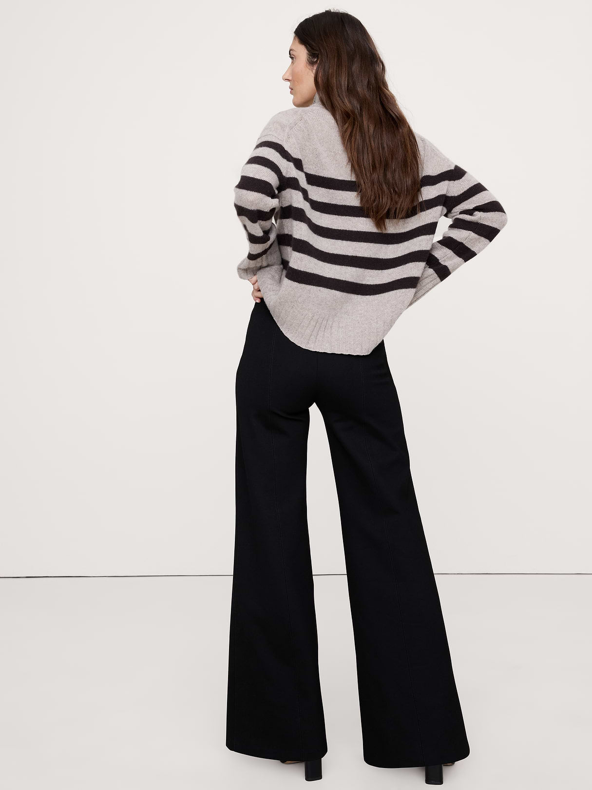 High-Rise Wide-Leg Everywhere Ponte Pull-On Pant - Black