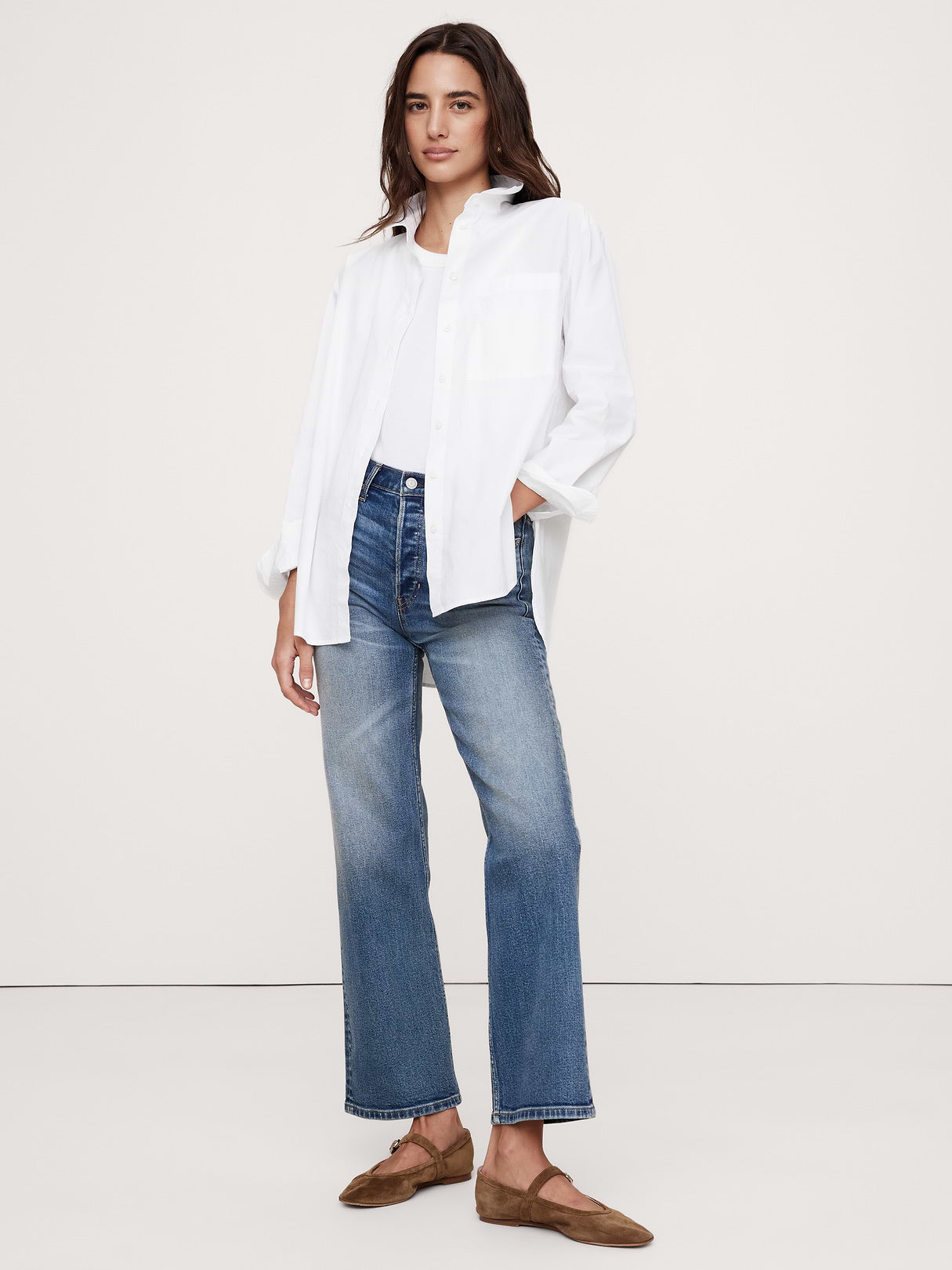 The Oversized Shirt in Cotton Poplin - White
