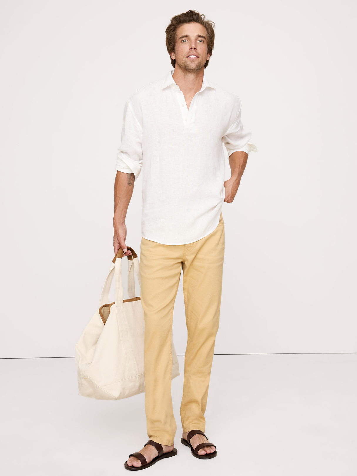 Slim Linen-Cotton Traveler Pant - Sahara Sun Yellow