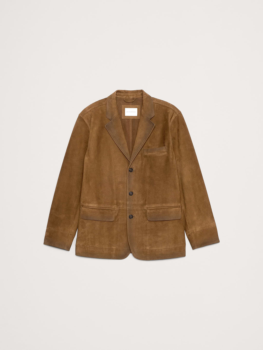 Relaxed Nubuck Leather Blazer - Hazelnut Brown