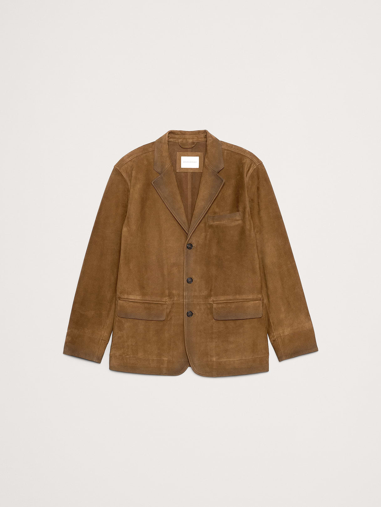 Relaxed Nubuck Leather Blazer - Hazelnut Brown