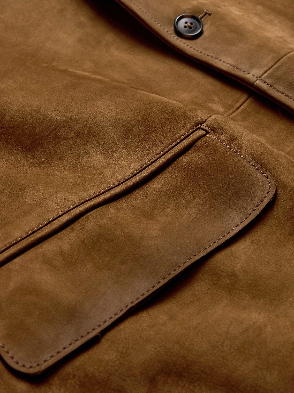Relaxed Nubuck Leather Blazer - Hazelnut Brown