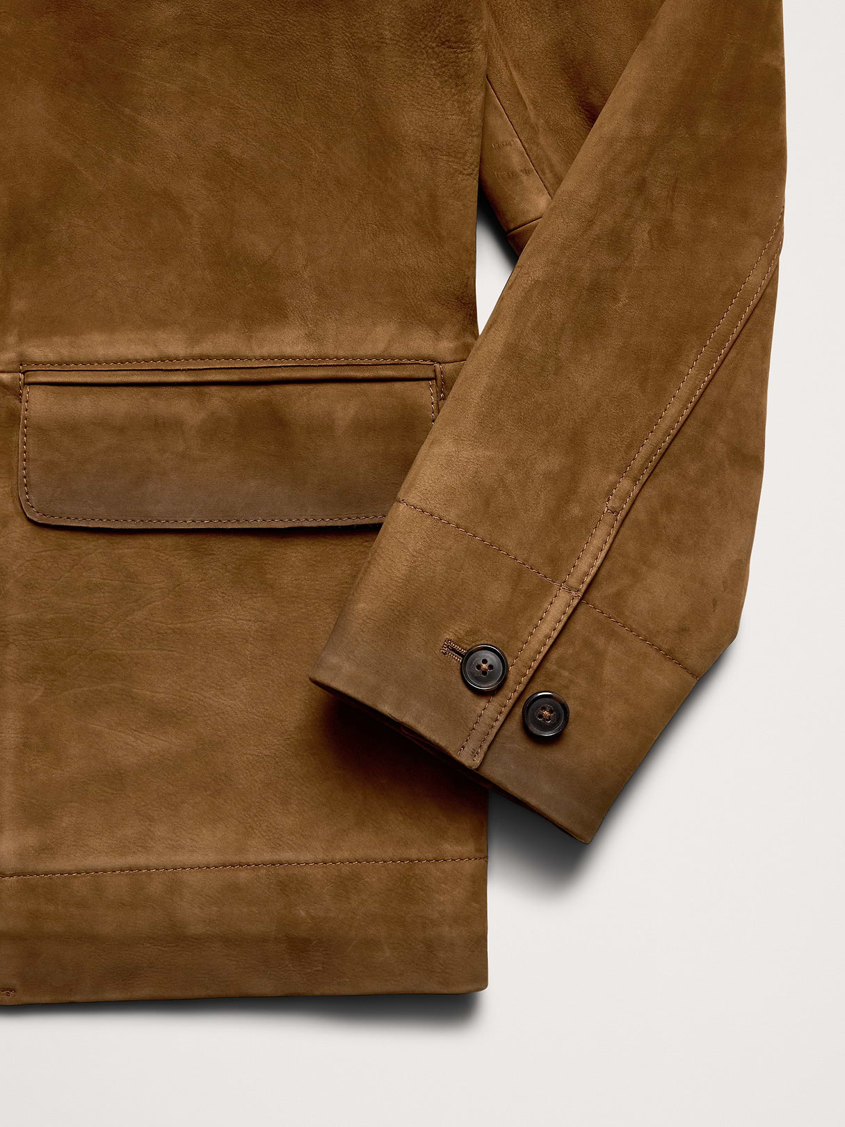 Relaxed Nubuck Leather Blazer - Hazelnut Brown
