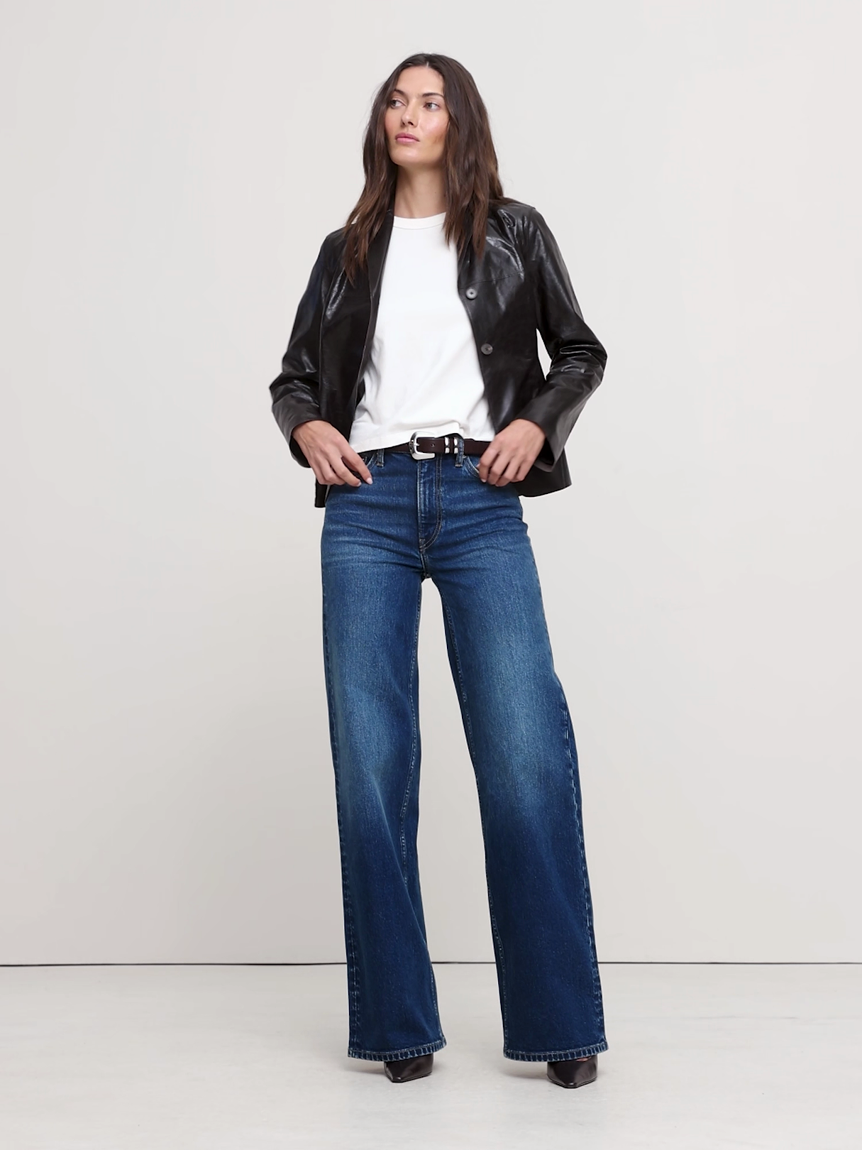 90S Leather Blazer - Espresso Brown