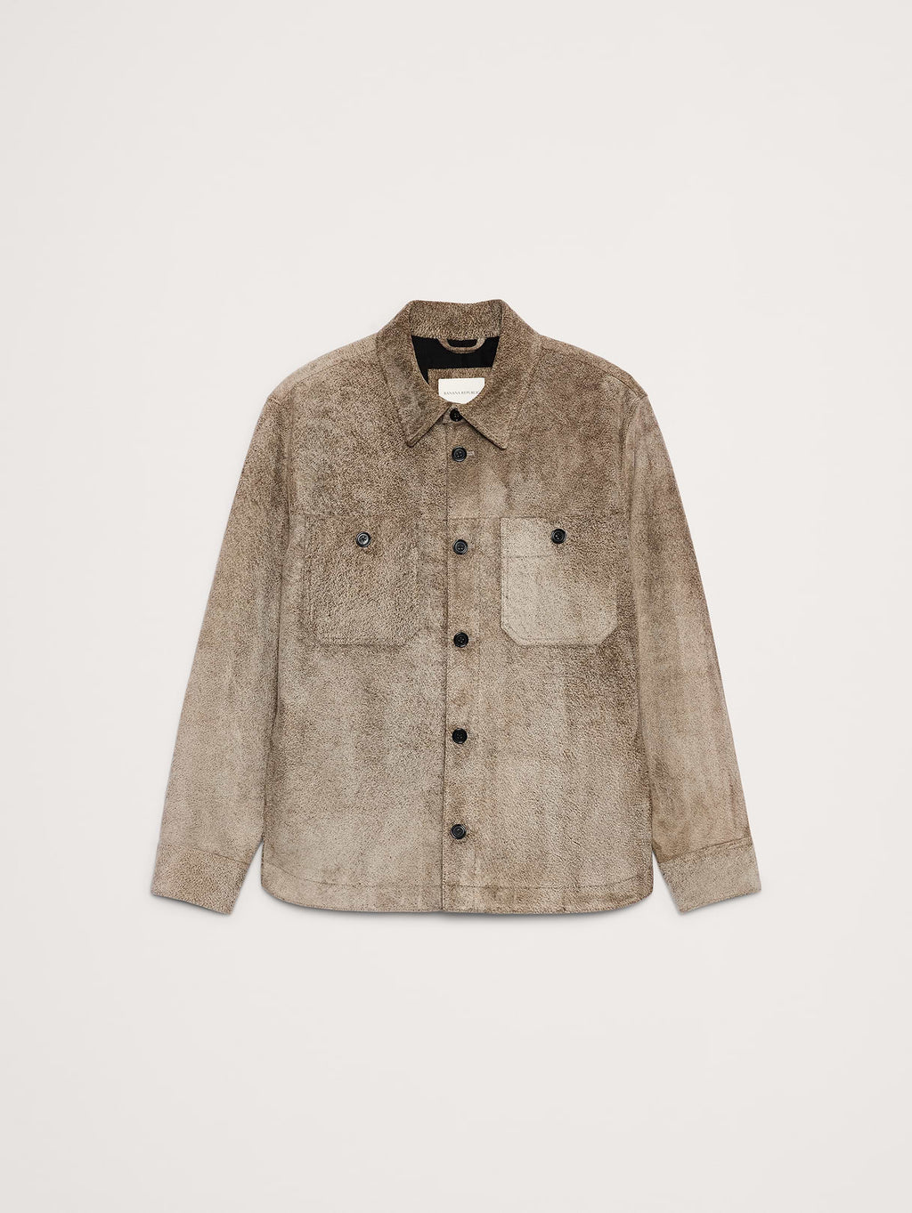 Relaxed Textured Suede Shirt Jacket - Multi Taupe