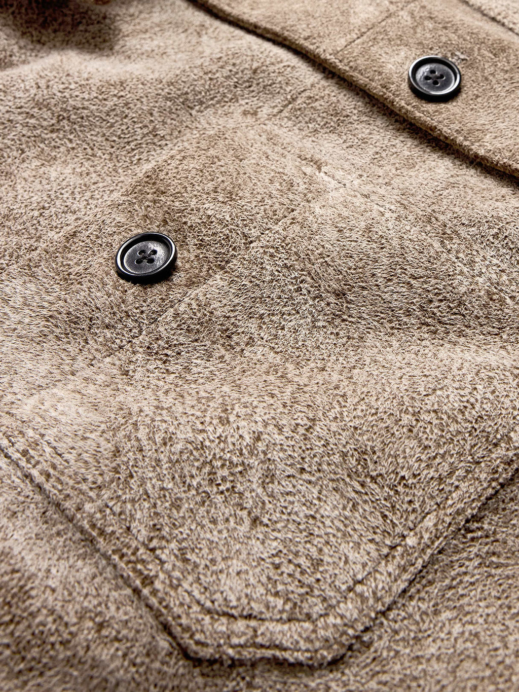 Relaxed Textured Suede Shirt Jacket - Multi Taupe