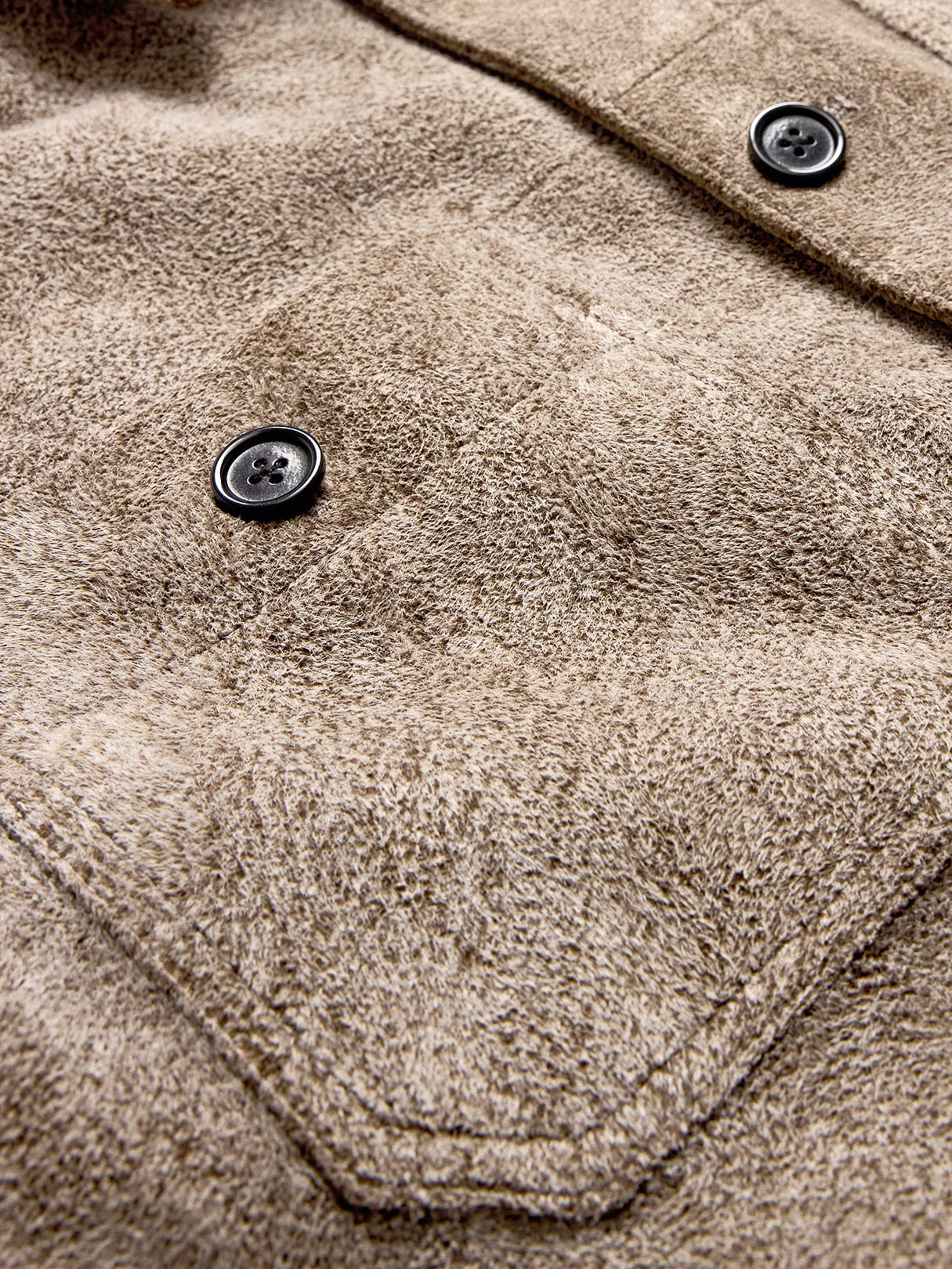 Relaxed Textured Suede Shirt Jacket - Multi Taupe