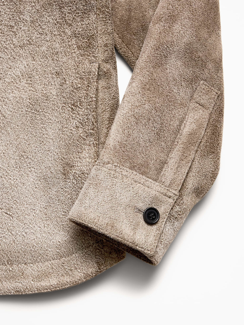 Relaxed Textured Suede Shirt Jacket - Multi Taupe