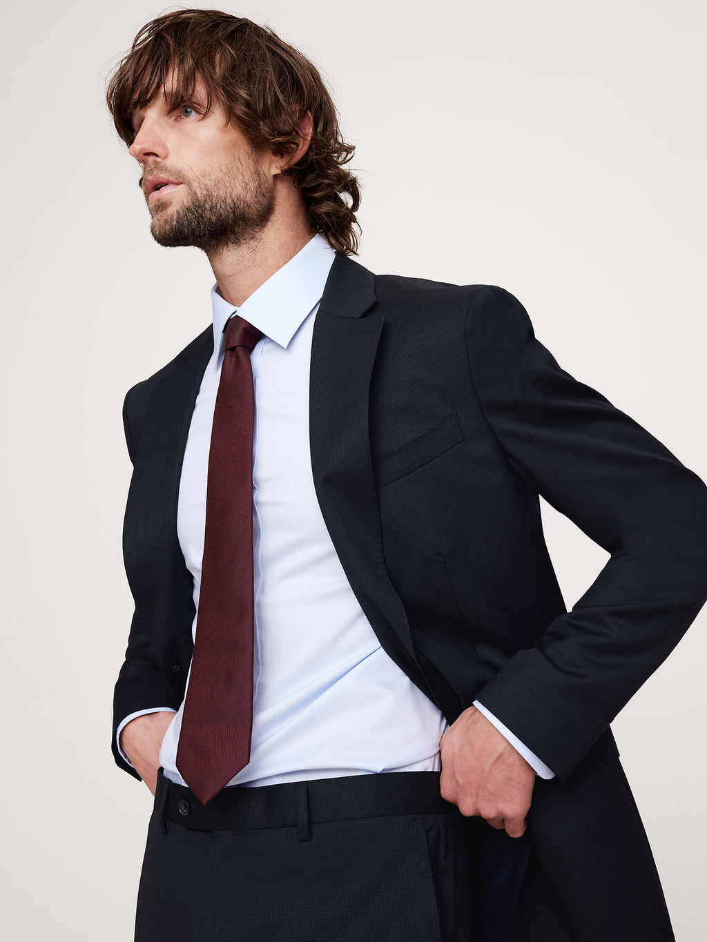 Signature Italian Houndstooth Suit Jacket - Navy Blue