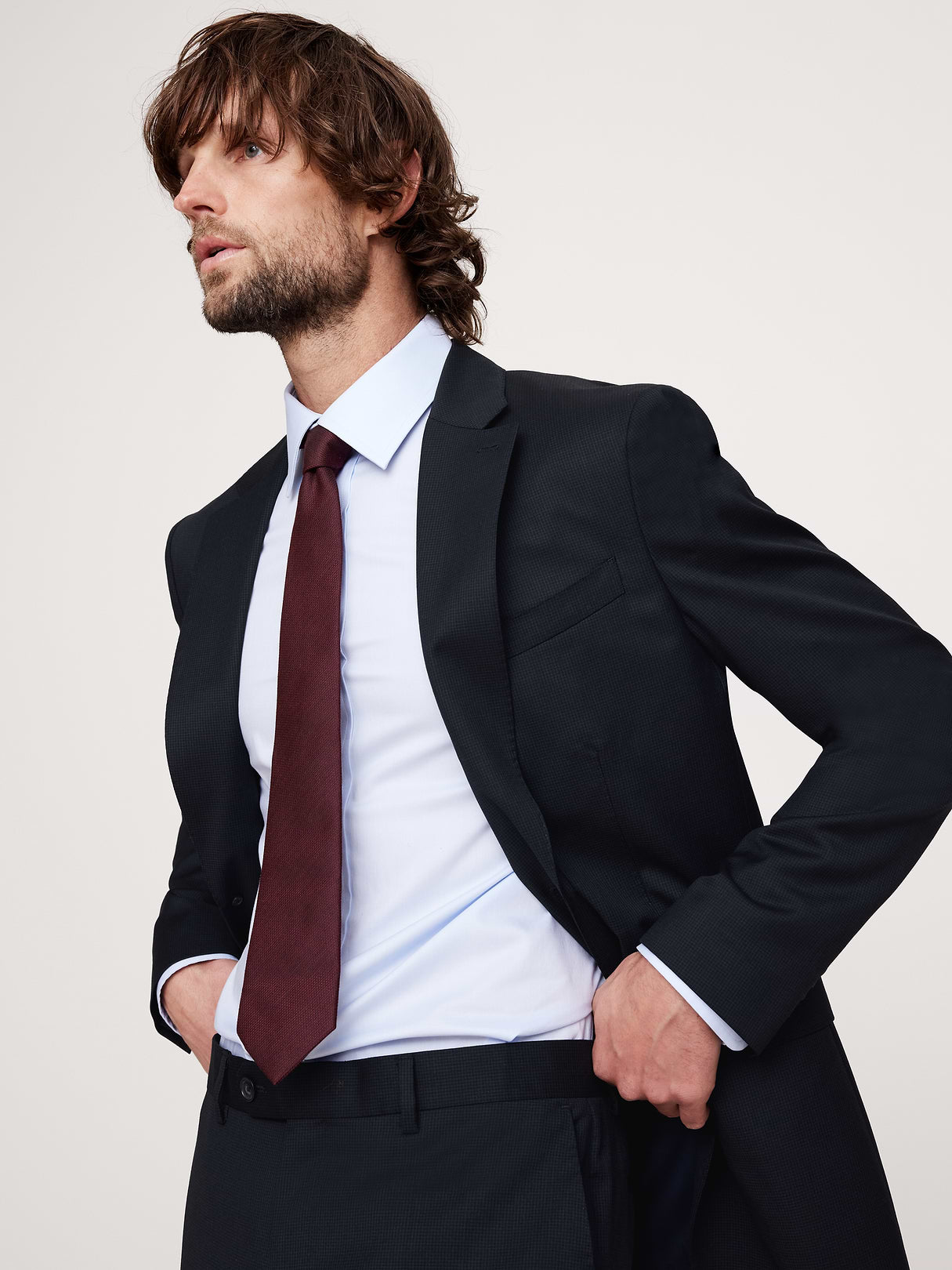 Signature Italian Houndstooth Suit Jacket - Navy Blue