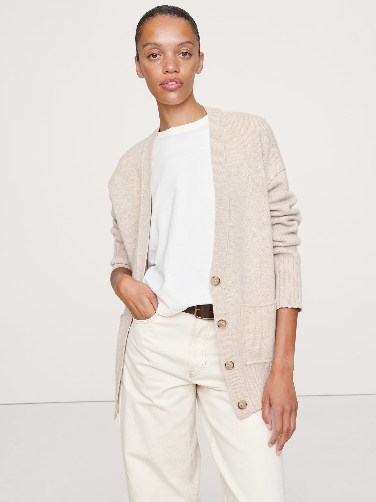 Boyfriend Cashmere Cardigan - Dark Medium Dyed