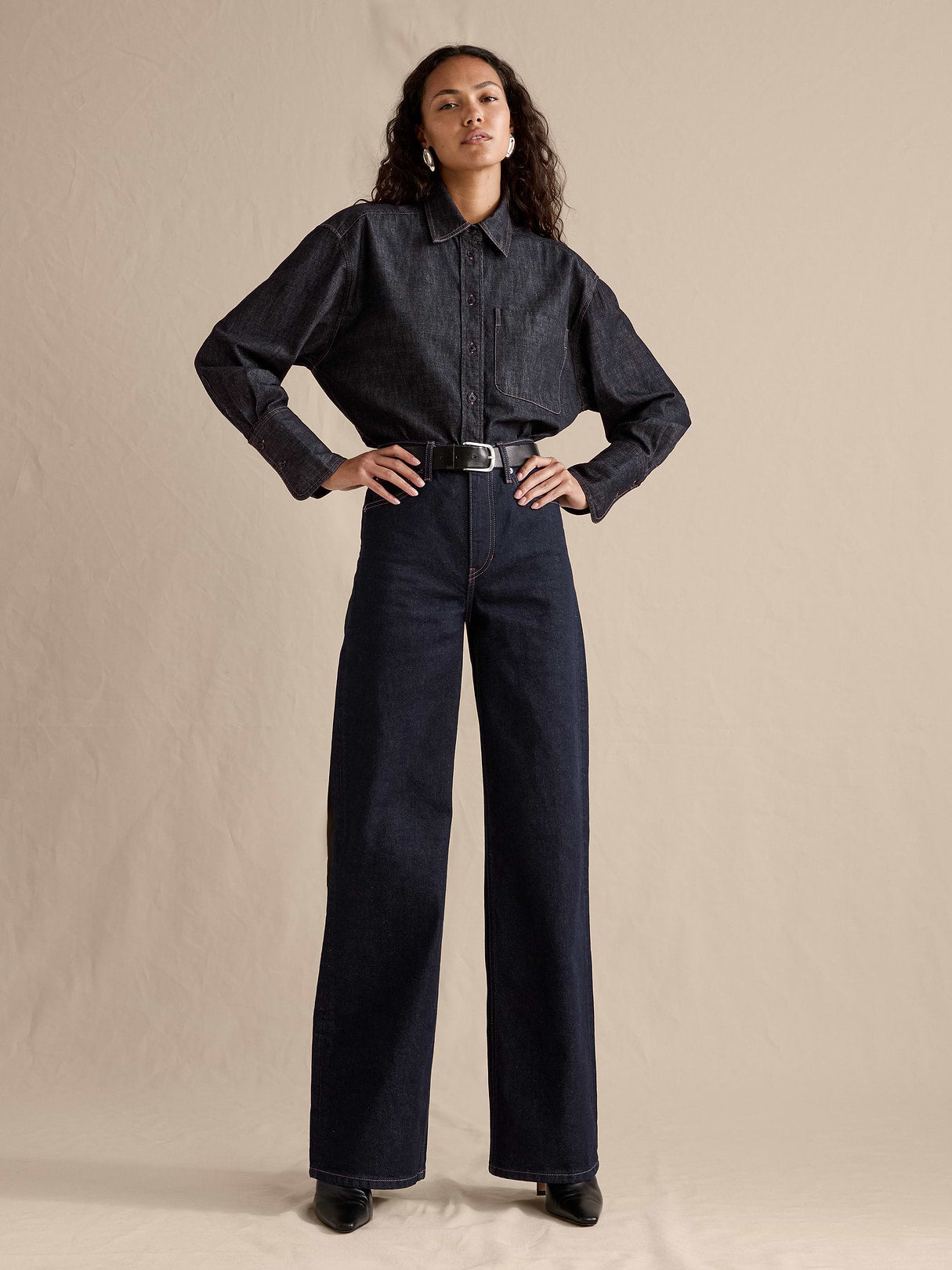 The Icon Classic Wide-Leg Jean - Rinse Dark Wash
