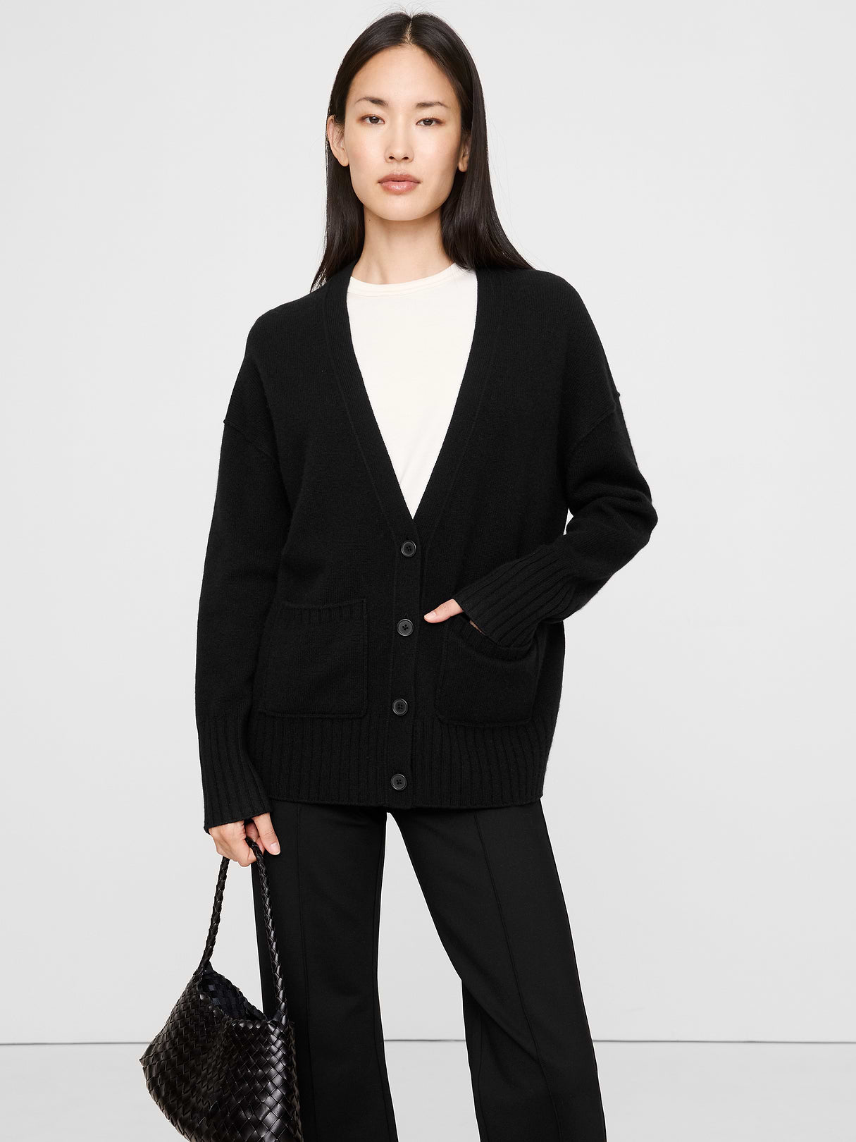 Boyfriend Cashmere Cardigan - Black