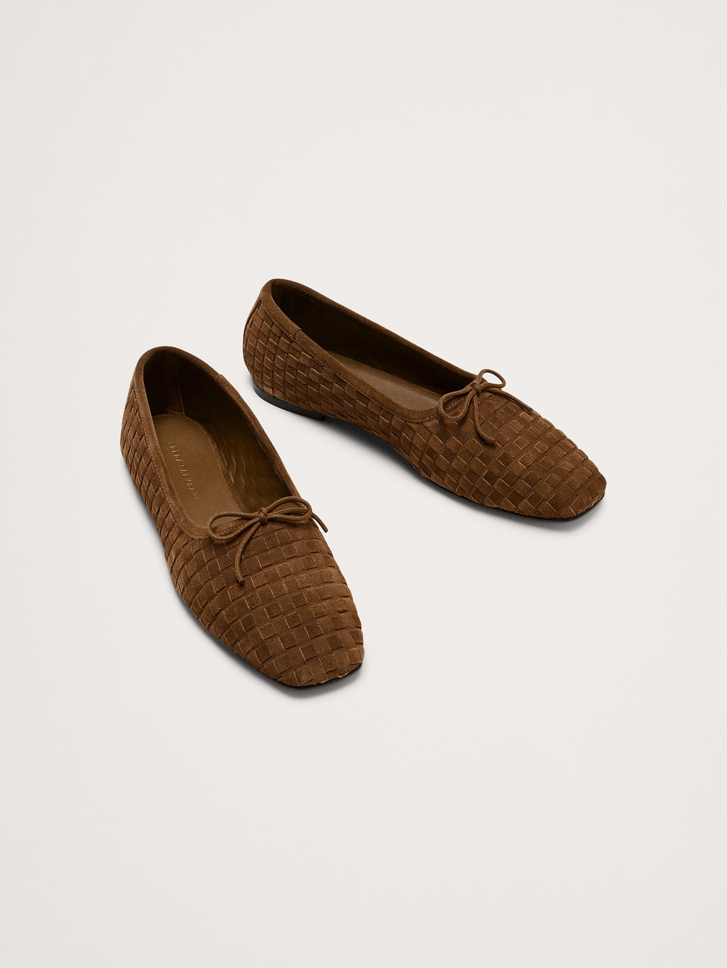 Jada Square-Toe Flat by Freda Salvador - Toffee Brown Woven Suede