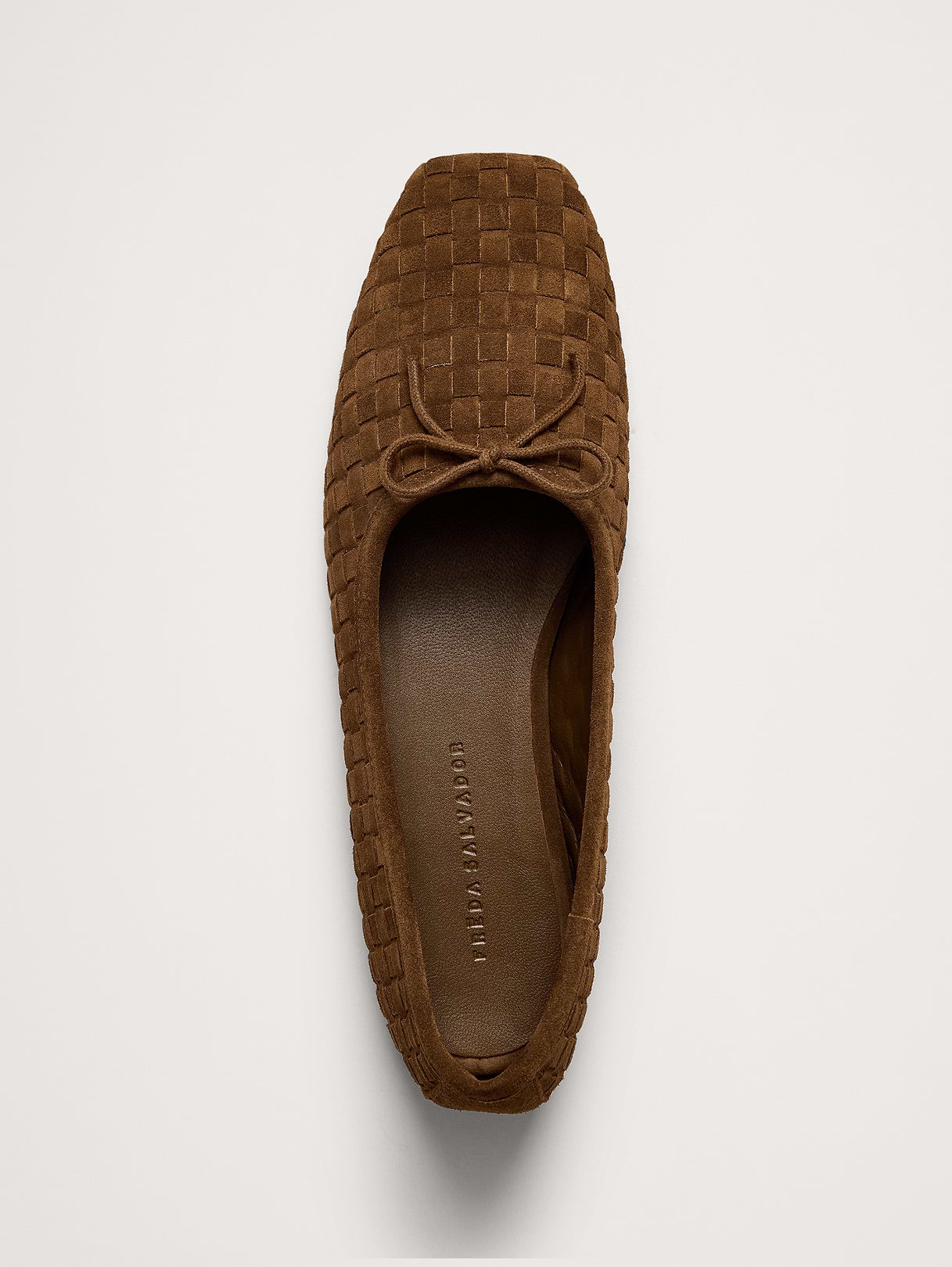 Jada Square-Toe Flat by Freda Salvador - Toffee Brown Woven Suede