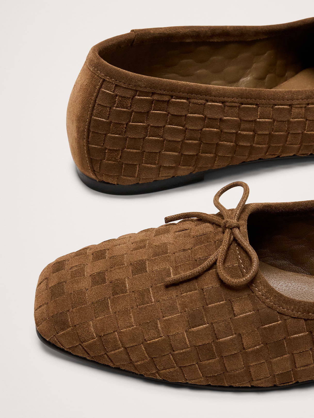 Jada Square-Toe Flat by Freda Salvador - Toffee Brown Woven Suede