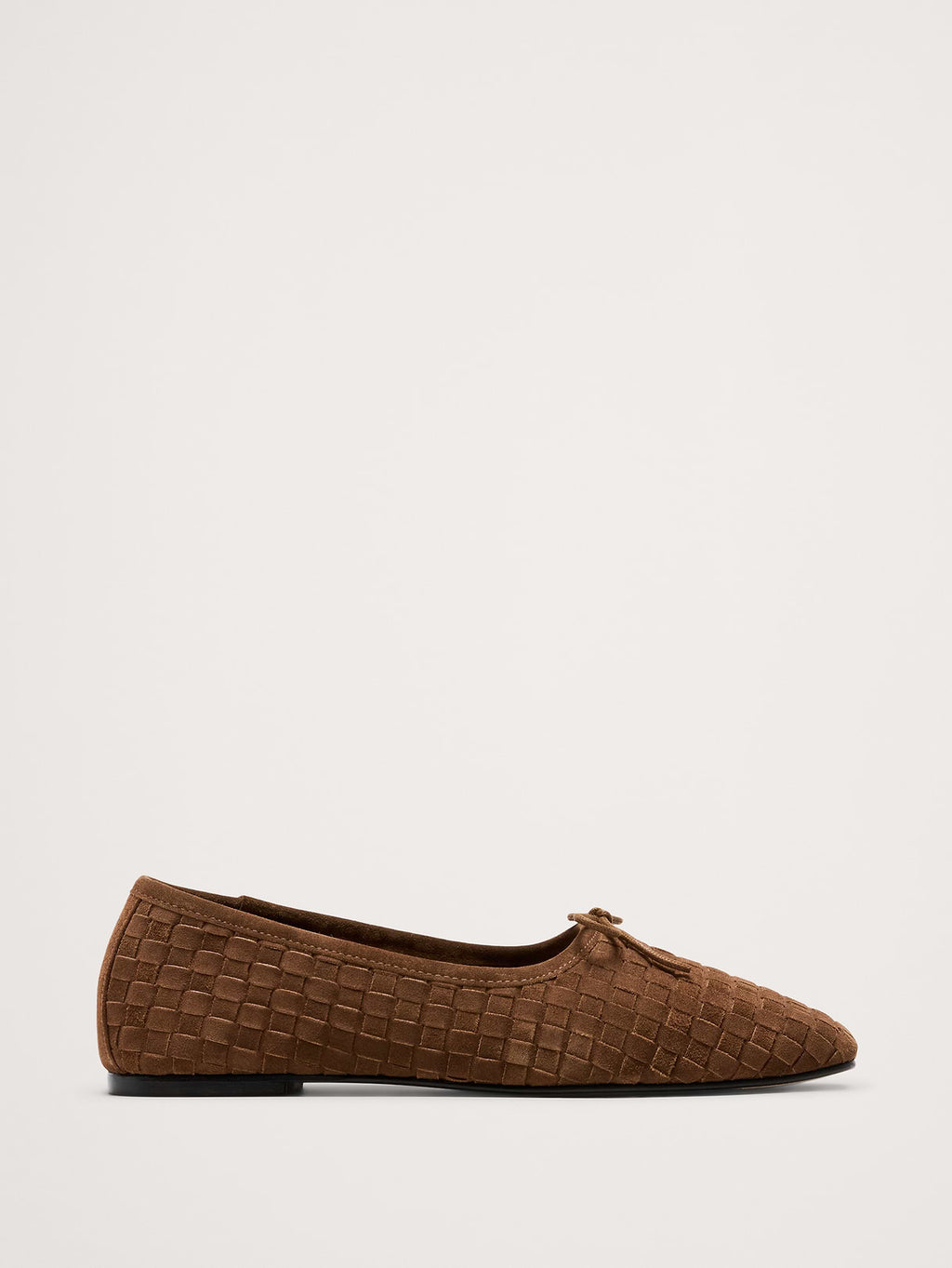 Jada Square-Toe Flat by Freda Salvador - Toffee Brown Woven Suede
